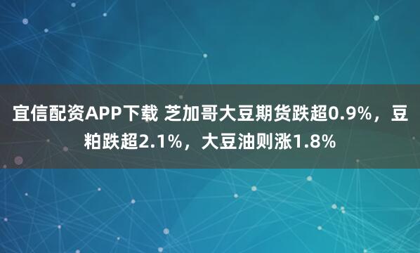 宜信配资APP下载 芝加哥大豆期货跌超0.9%，豆粕跌超2.1%，大豆油则涨1.8%